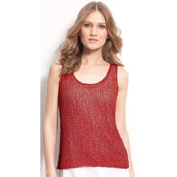 Eileen Fisher Tops - Eileen Fisher Open Knit Lace Tank Top | Size Large | Red | Italian Yarn